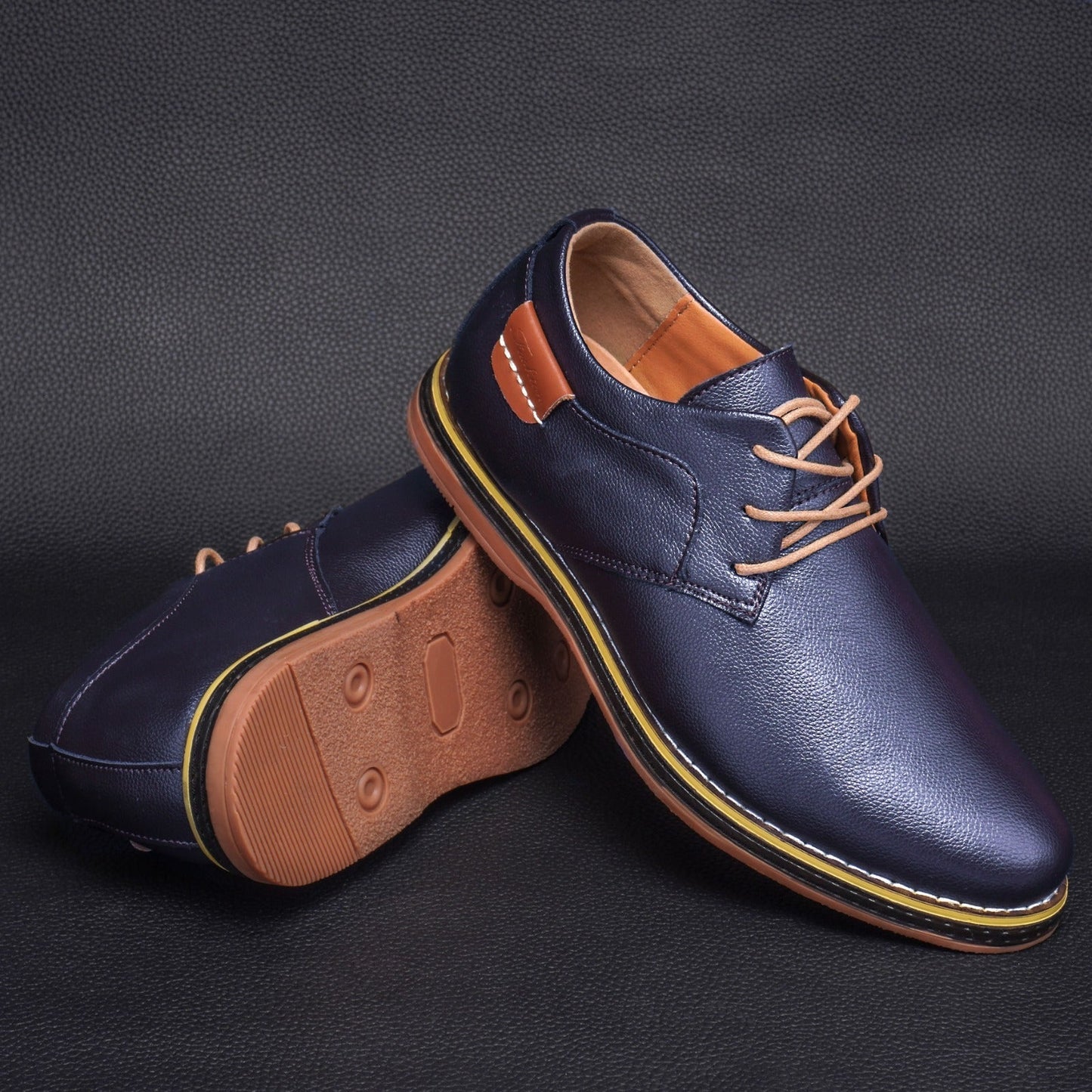St. James - Zapato Oxford de Cuero Azul | Cordones Elásticos