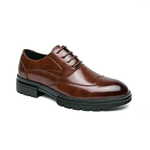 St. James – Zapato de Cuero Auténtico Marrón | Punta Redonda, Suela Negra