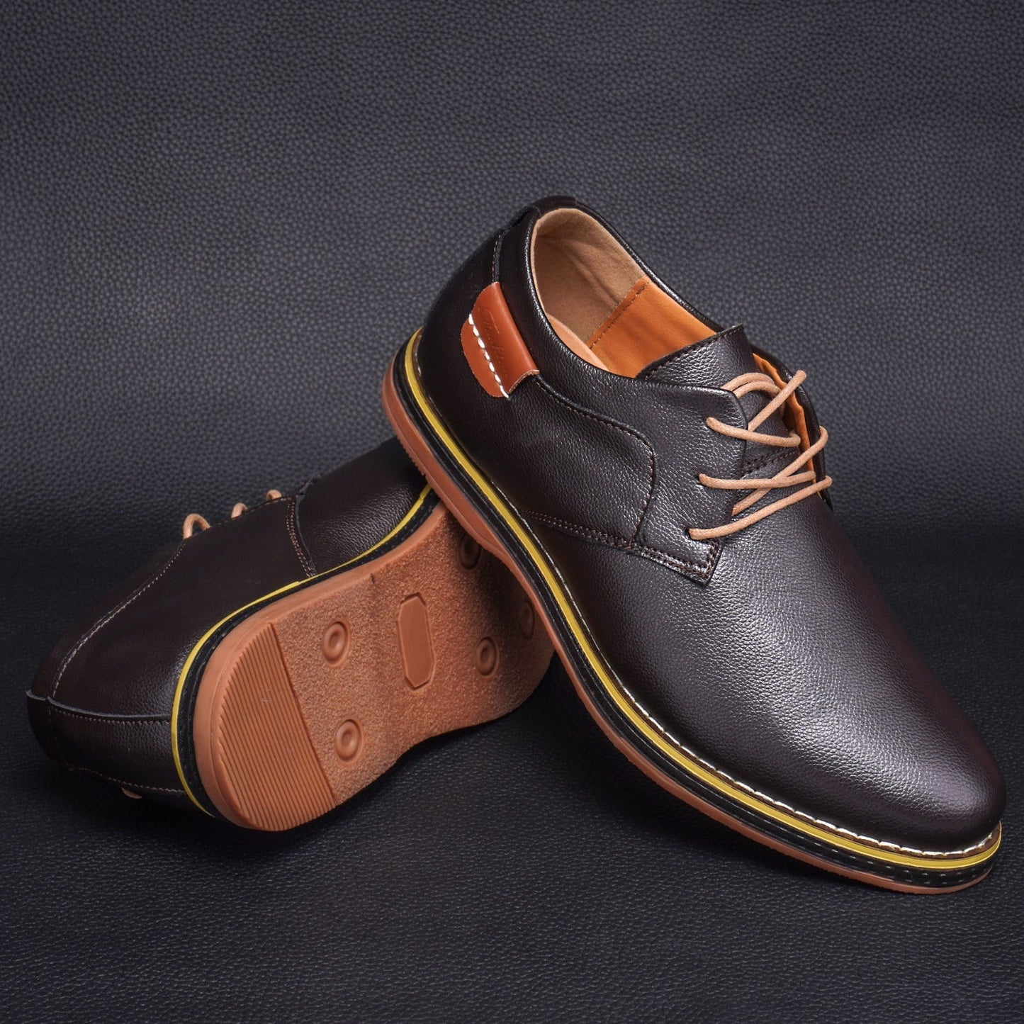 St. James - Zapato Oxford de Cuero Marrón | Cordones Elásticos