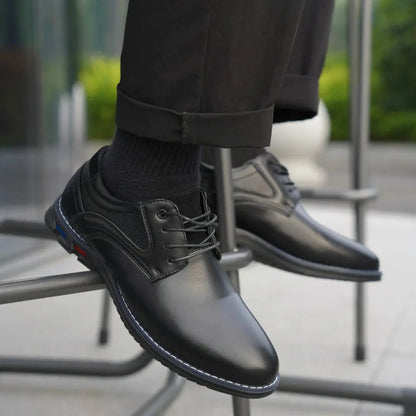 St. James - Oxford de Cuero Negro - Cordones Elásticos
