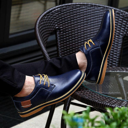 St. James - Zapato Oxford de Cuero Azul | Cordones Elásticos