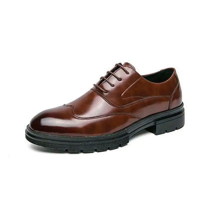 St. James – Zapato de Cuero Auténtico Marrón | Punta Redonda, Suela Negra