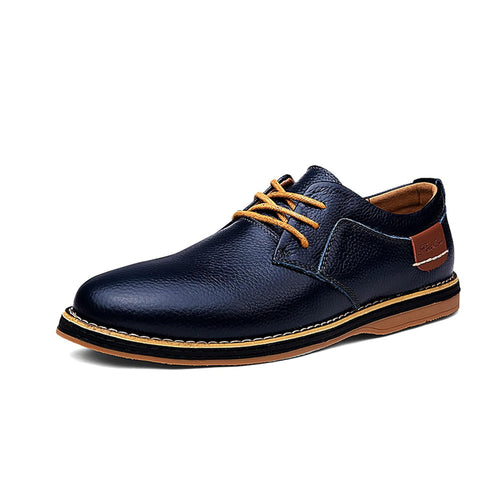 St. James - Zapato Oxford de Cuero Azul | Cordones Elásticos