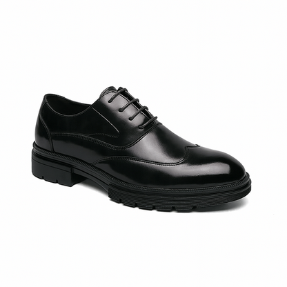 St. James – Zapato de Cuero Auténtico Negro | Punta Redonda, Suela Negra