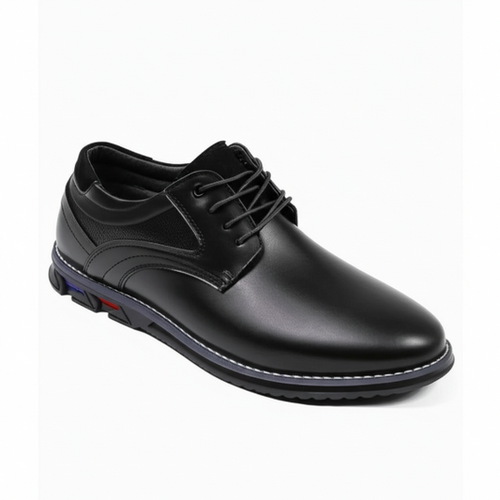 St. James - Oxford de Cuero Negro - Cordones Elásticos