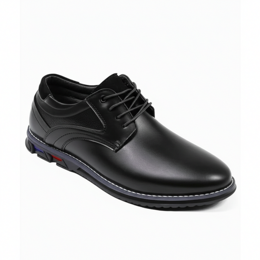 St. James - Oxford de Cuero Negro - Cordones Elásticos