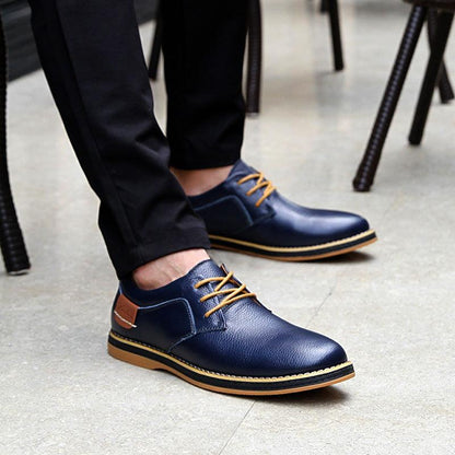 St. James - Zapato Oxford de Cuero Azul | Cordones Elásticos